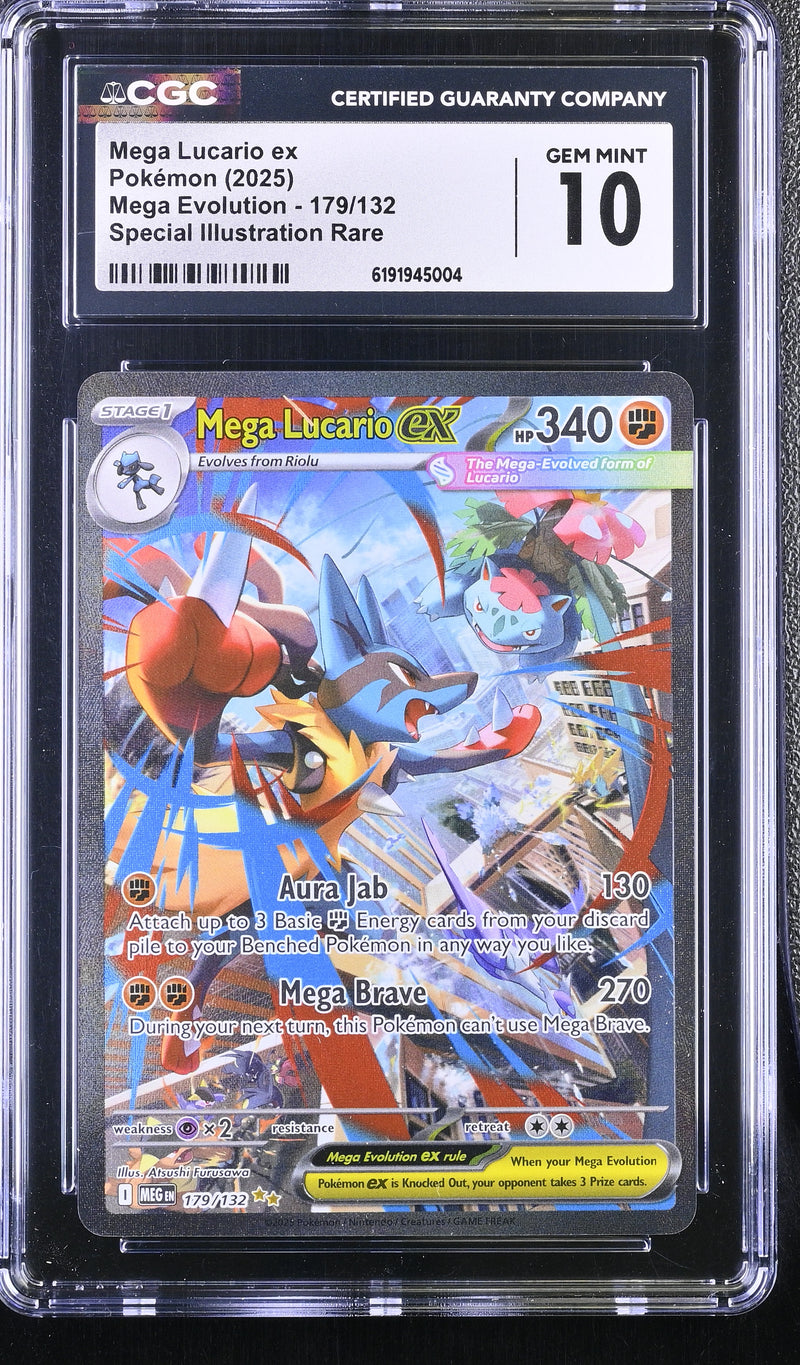 CGC GEM MINT 10 Mega Lucario ex (179/132) [Mega Evolution] - 6191945004
