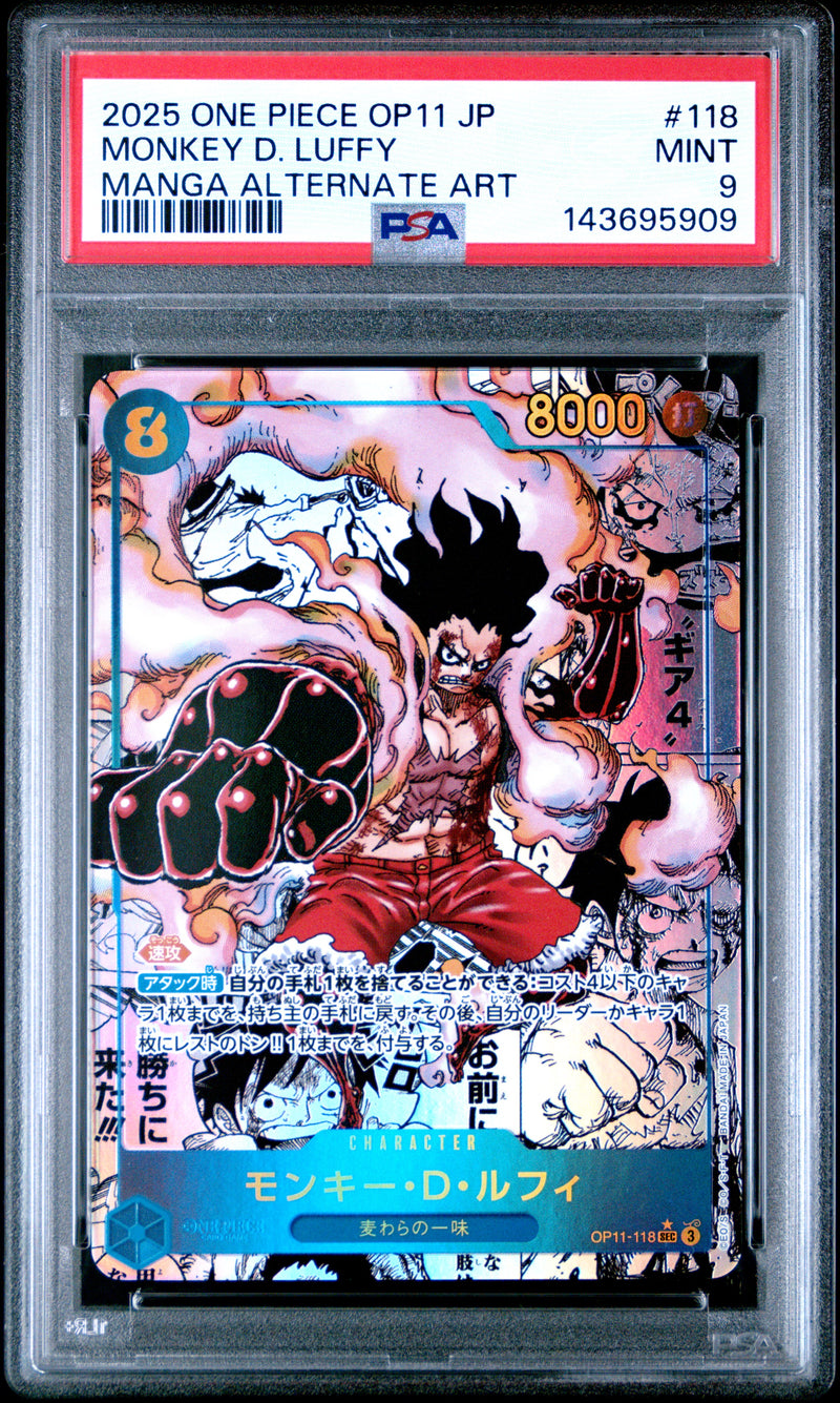 PSA MINT 9 Monkey D. Luffy [Japanese Op11-A Fist Of Divine Speed] - 143695909