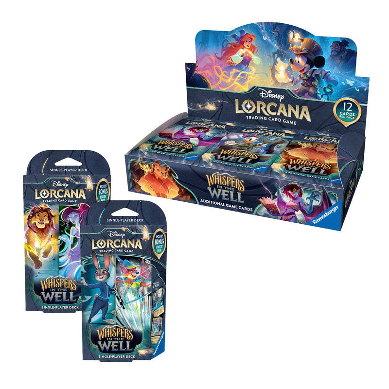 Lorcana TCG: Whispers in the Well: Booster Display + Starter Decks Com Lorcana TCG: Whispers in the Well: Booster Display + Starter Decks Com