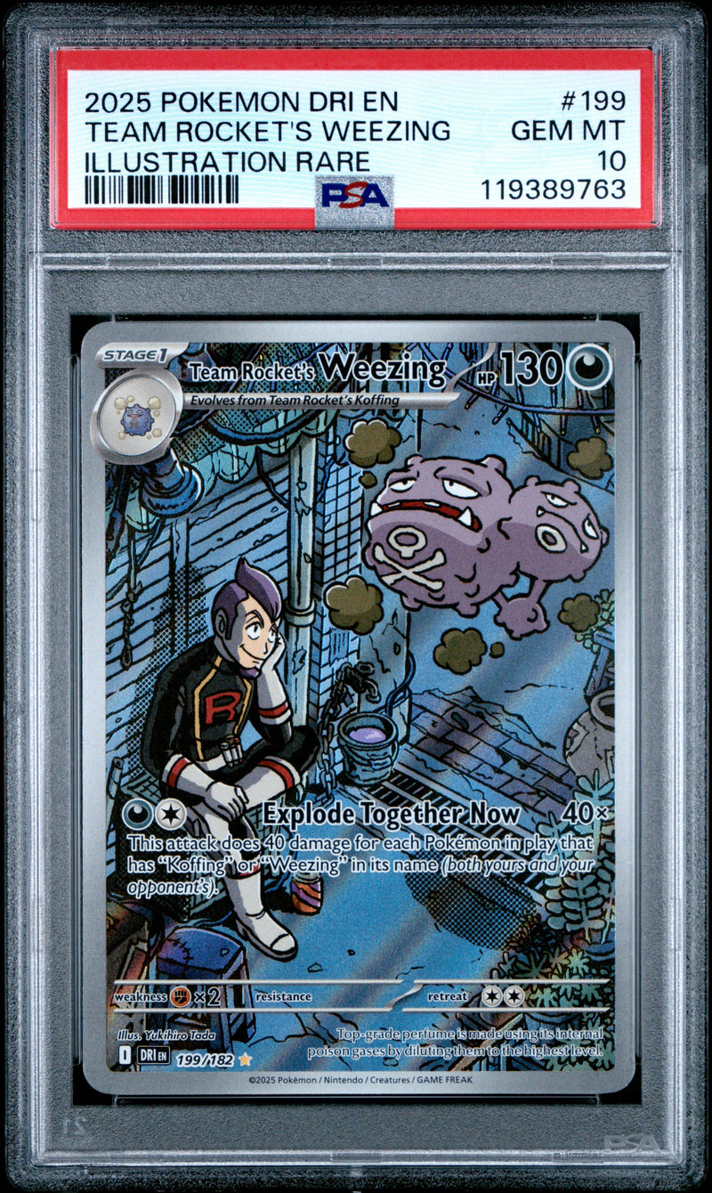 PSA GEM MT 10 Team Rocket'S Weezing (199/182) [Dri En-Destined Rivals] - 119389763