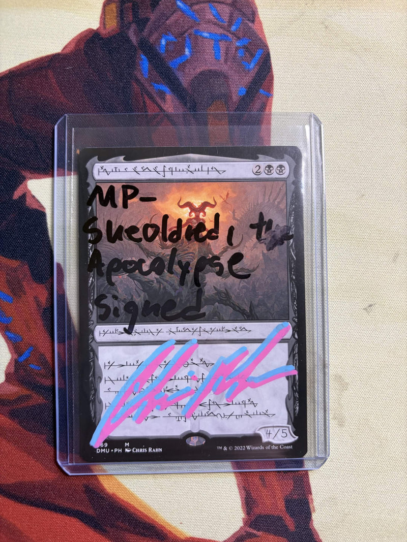Sheoldred, the Apocalypse (Phyrexian) (Signed by Chris Rahn) [Dominaria United]