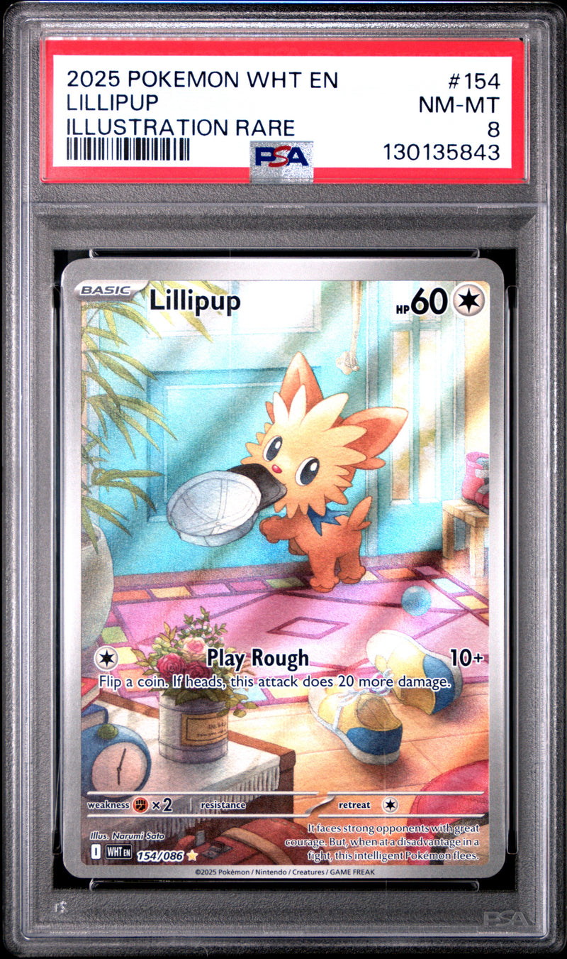 PSA NM-MT 8 Lillipup (154/086) [Wht En-White Flare] - 130135843