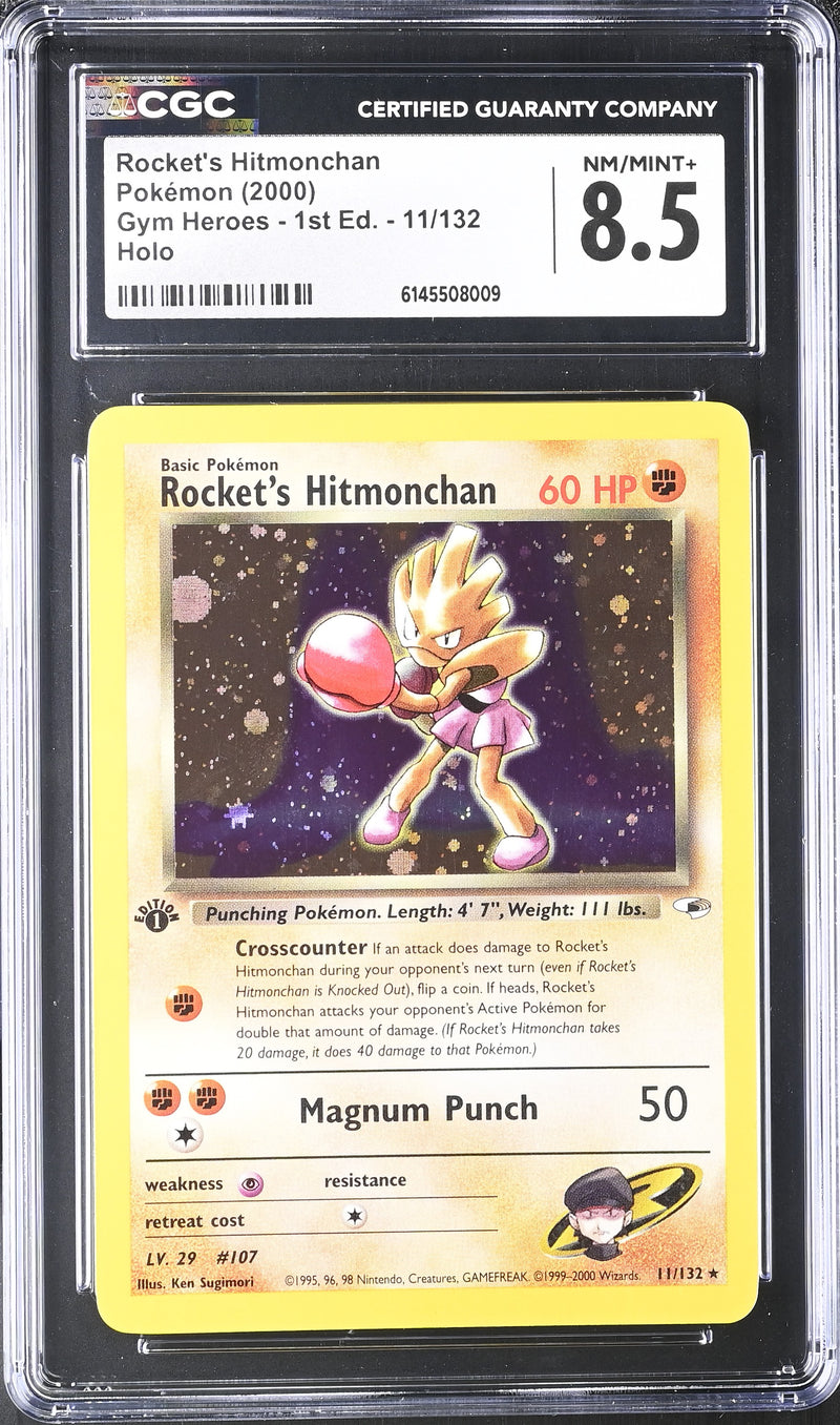 CGC 8.5 Rocket's Hitmonchan (11/132) [Gym Heroes - 1st Ed.] - 6145508009