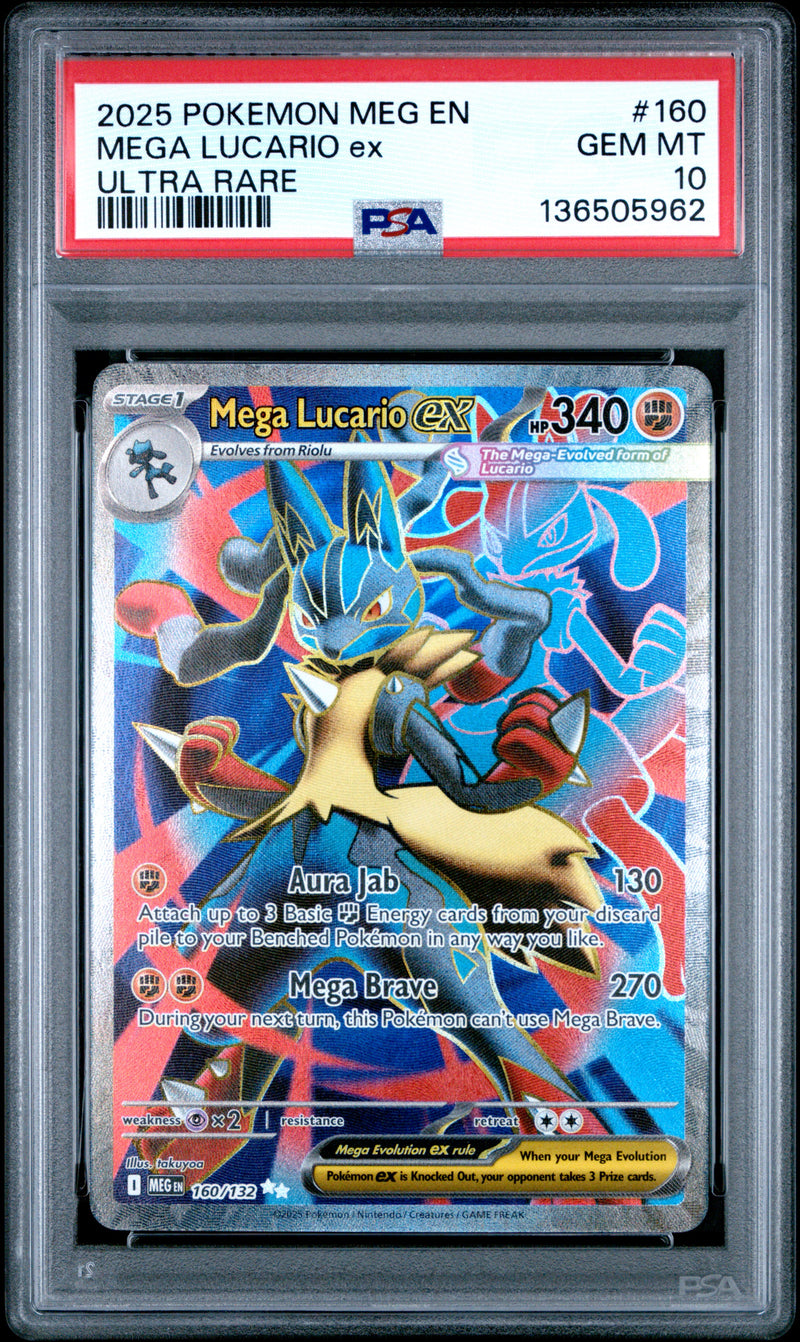 PSA GEM MT 10 Mega Lucario Ex(160/132) [Meg En-Mega Evolution] - 136505962