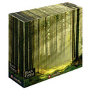 The packaging features tall trees with golden sunlight streaming through the canopy, creating an atmospheric woodland environment in green and yellow tones.