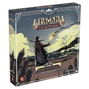 Box art for 'Pagan: Fate of Roanoke - Beyond the Palisades' game expansion showing a cloaked figure holding a torch with a ghostly skull appearing in the smoke against a dramatic sky.