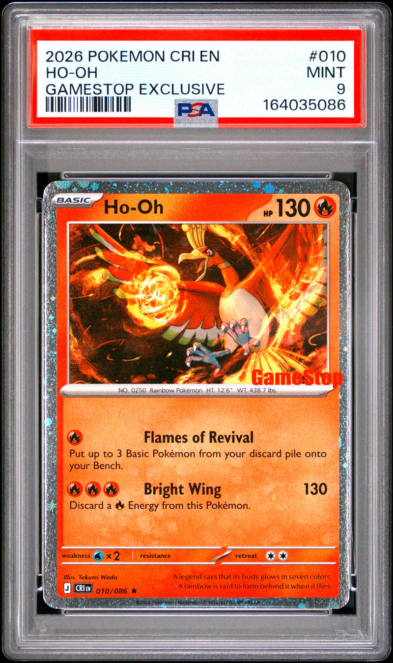 PSA MINT 9 Ho-Oh (010/086) [Cri En-Chaos Rising] - 164035086