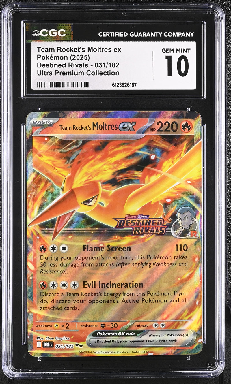 CGC GEM MINT 10 Team Rocket's Moltres ex (031/182) [Destined Rivals] - 6123926167