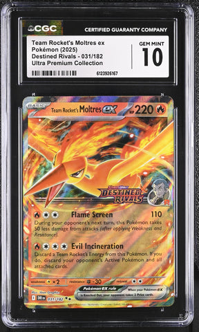 CGC GEM MINT 10 Team Rocket's Moltres ex (031/182) [Destined Rivals] - 6123926167