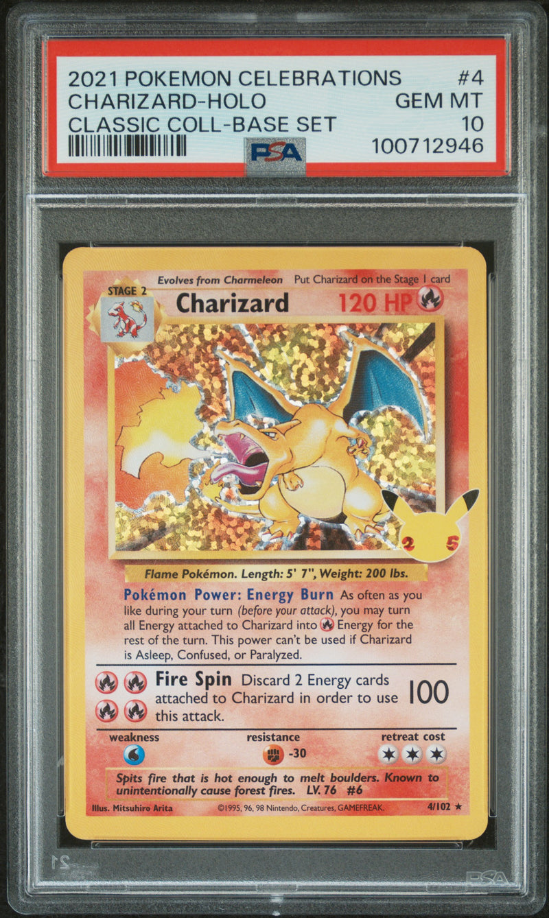 PSA GEM MT 10 Charizard-Holo (4/102) [Celebrations Classic Collection] - 100712946
