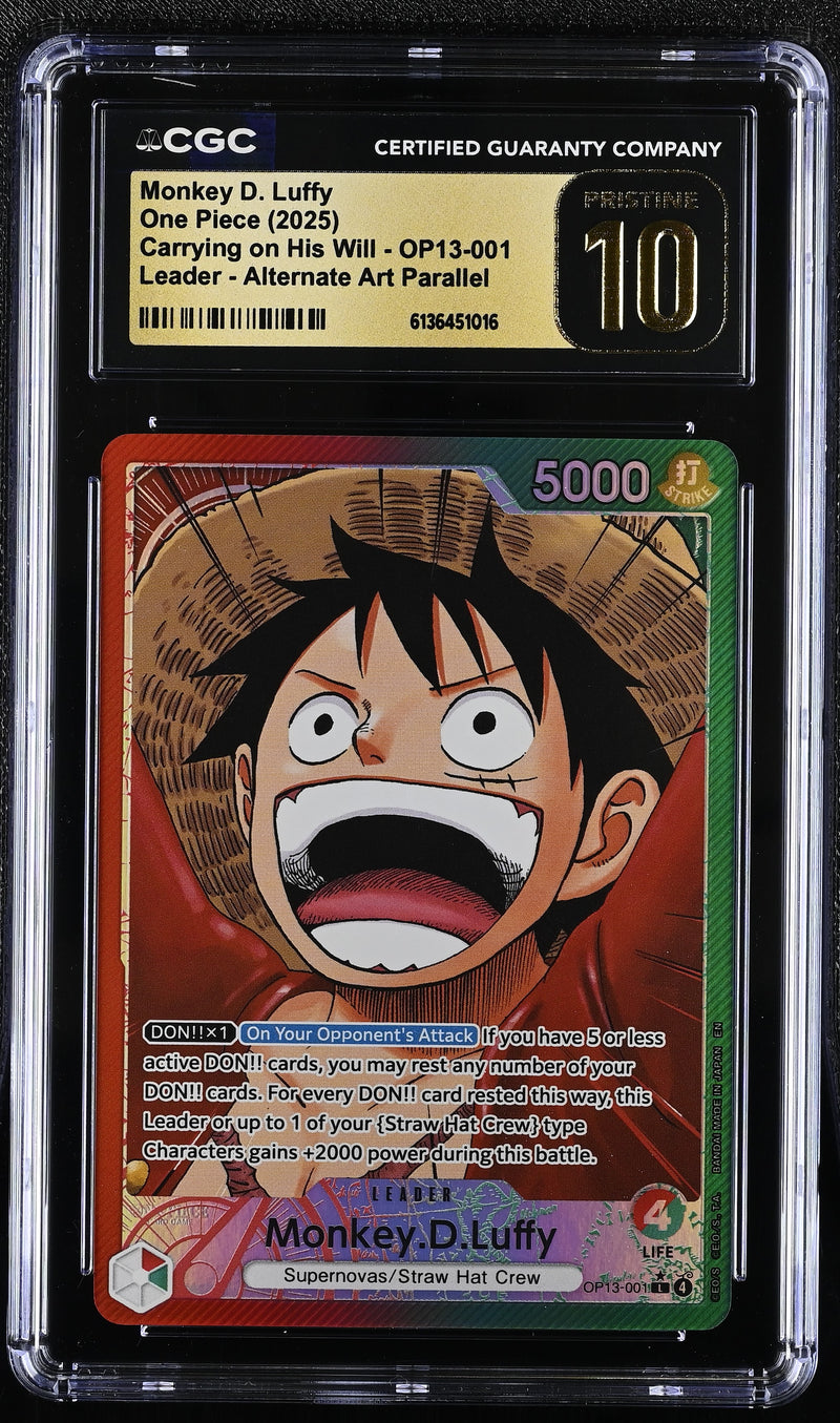 CGC PRISTINE 10 Monkey D. Luffy [Carrying on His Will] - 6136451016