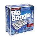 Big Boggle Classic Edition board game box showing a 5x5 grid of letter dice with white cubes displaying various letters on a blue background. The packaging features the prominent 'Big Boggle' logo in white text and includes a blue timer hourglass on the right side. 