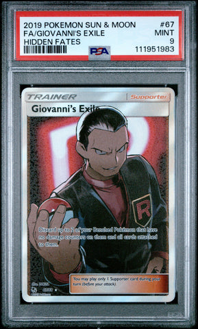 PSA MINT 9 Giovanni'S Exile (67) [Sun & Moon Hidden Fates] - 111951983