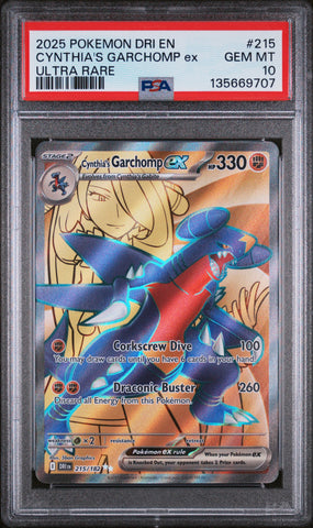 PSA GEM MT 10 Cynthia'S Garchomp Ex (215) [Dri En-Destined Rivals] - 135669707