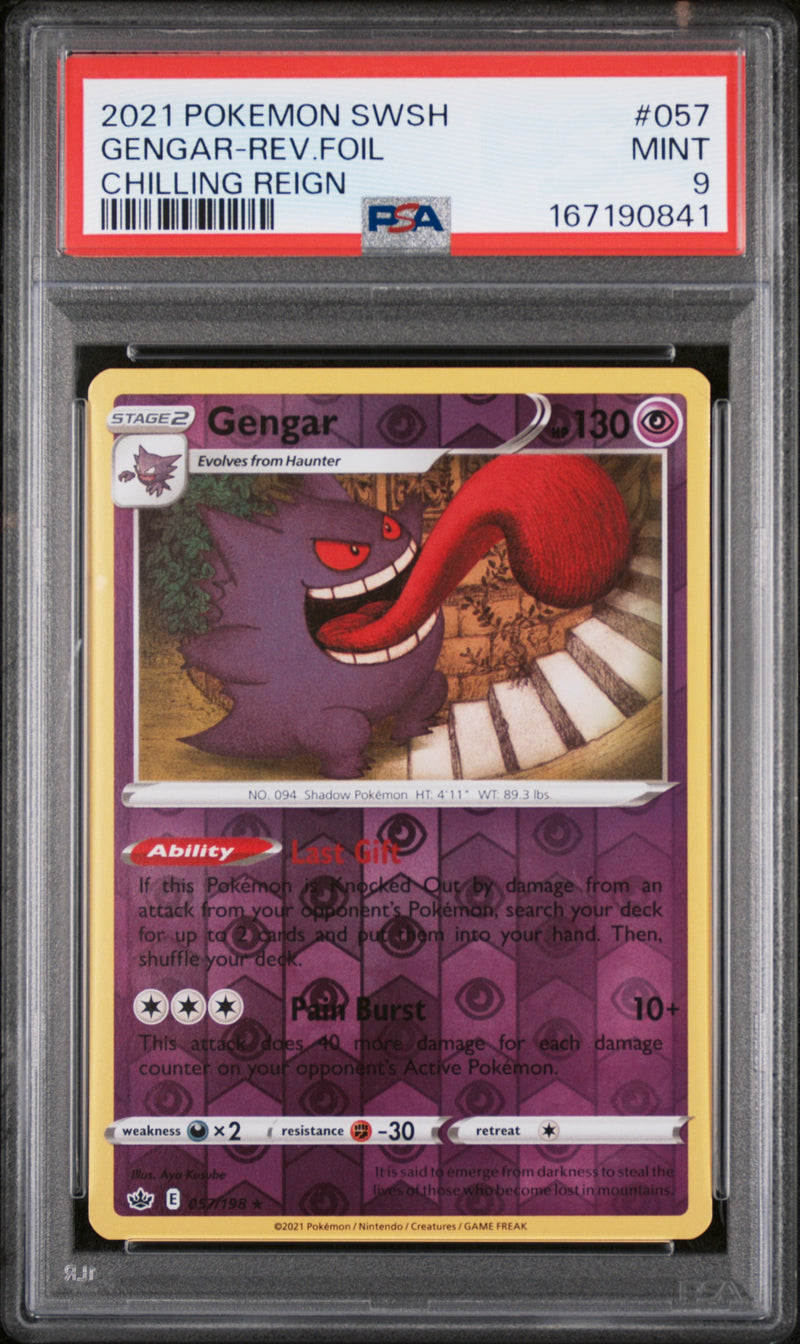 PSA MINT 9 Gengar-Rev.Foil (057/198) [Sword & Shield Chilling Reign] - 167190841