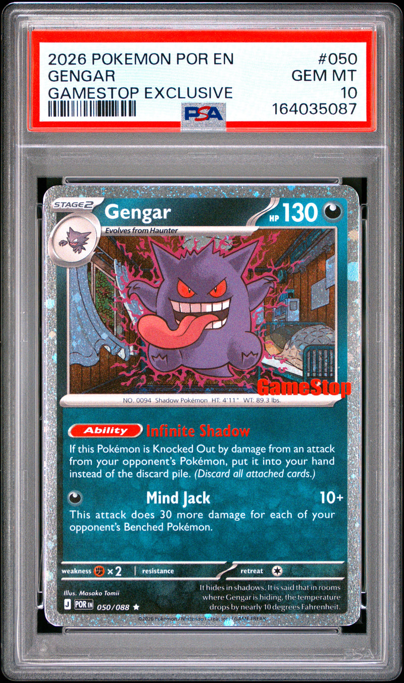 PSA GEM MT 10 Gengar (050/088) [Por En-Perfect Order] - 164035087