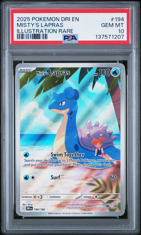 PSA GEM MT 10 Misty'S Lapras (194/182) [Dri En-Destined Rivals] - 137571207