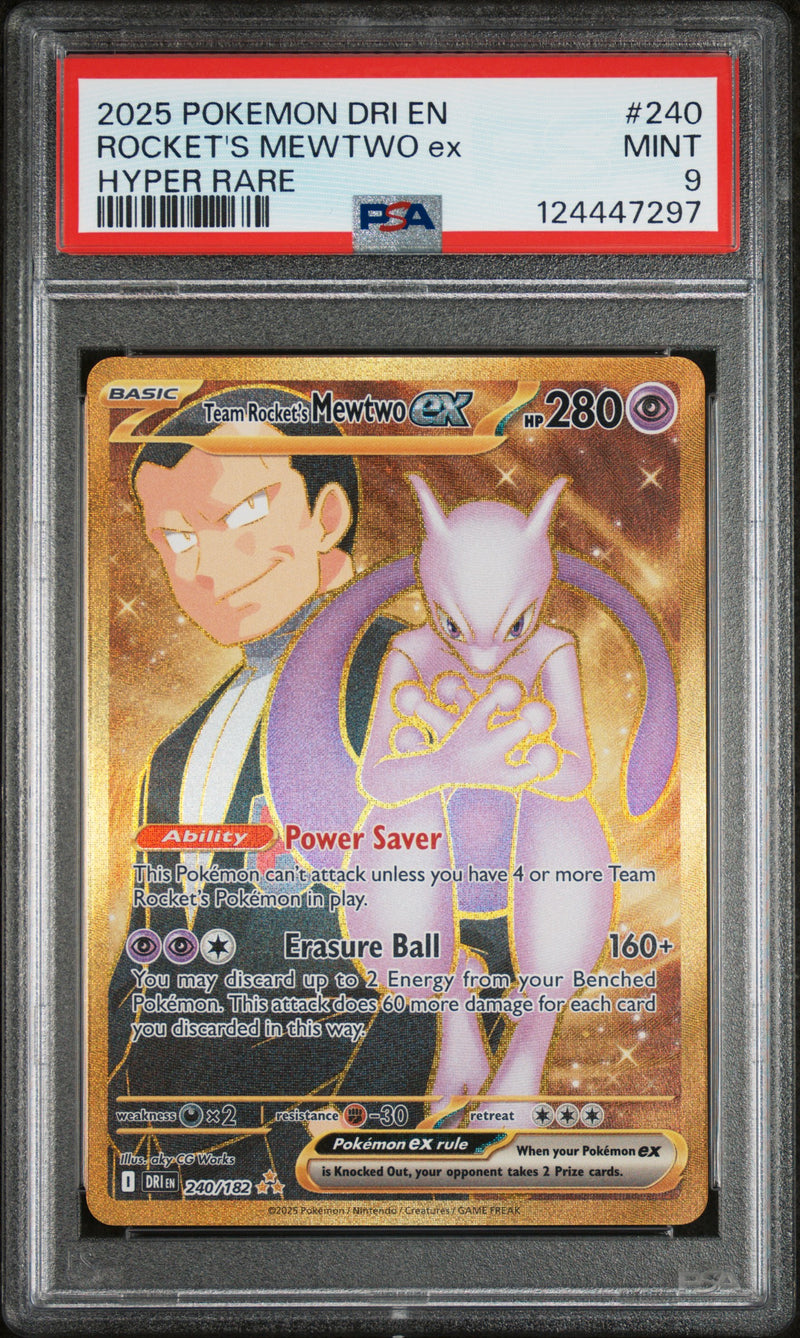 PSA MINT 9 Rocket'S Mewtwo Ex (240/182) [Dri En-Destined Rivals] - 124447297