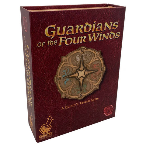 Guardians of the Four Winds board game box with a compass design on a red background