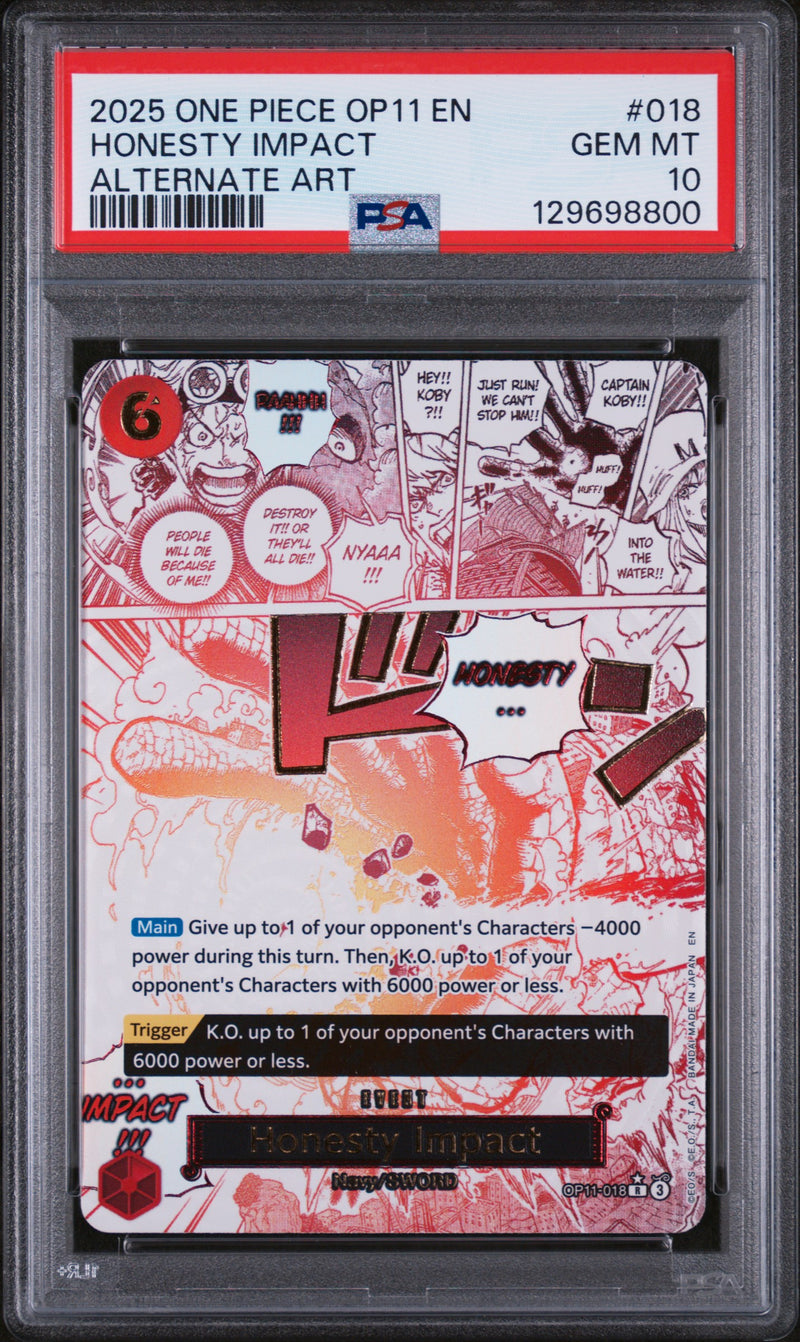 PSA GEM MT 10 Honesty Impact [Op11-A Fist Of Divine Speed] - 129698800