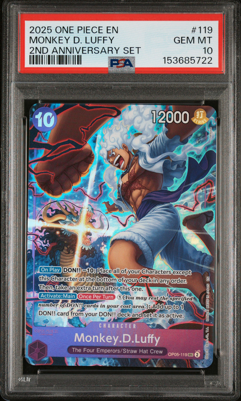 PSA GEM MT 10 Monkey D. Luffy [English Version 2Nd Anniversary Set] - 153685722