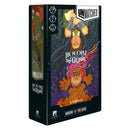 Unmatched: Houdini vs. The Genie board game box featuring dramatic comic book-style artwork with Houdini in chains underwater and a magical genie emerging from flames. The box displays the Unmatched logo and shows both the front cover and spine with colorful illustrations against a dark background. 