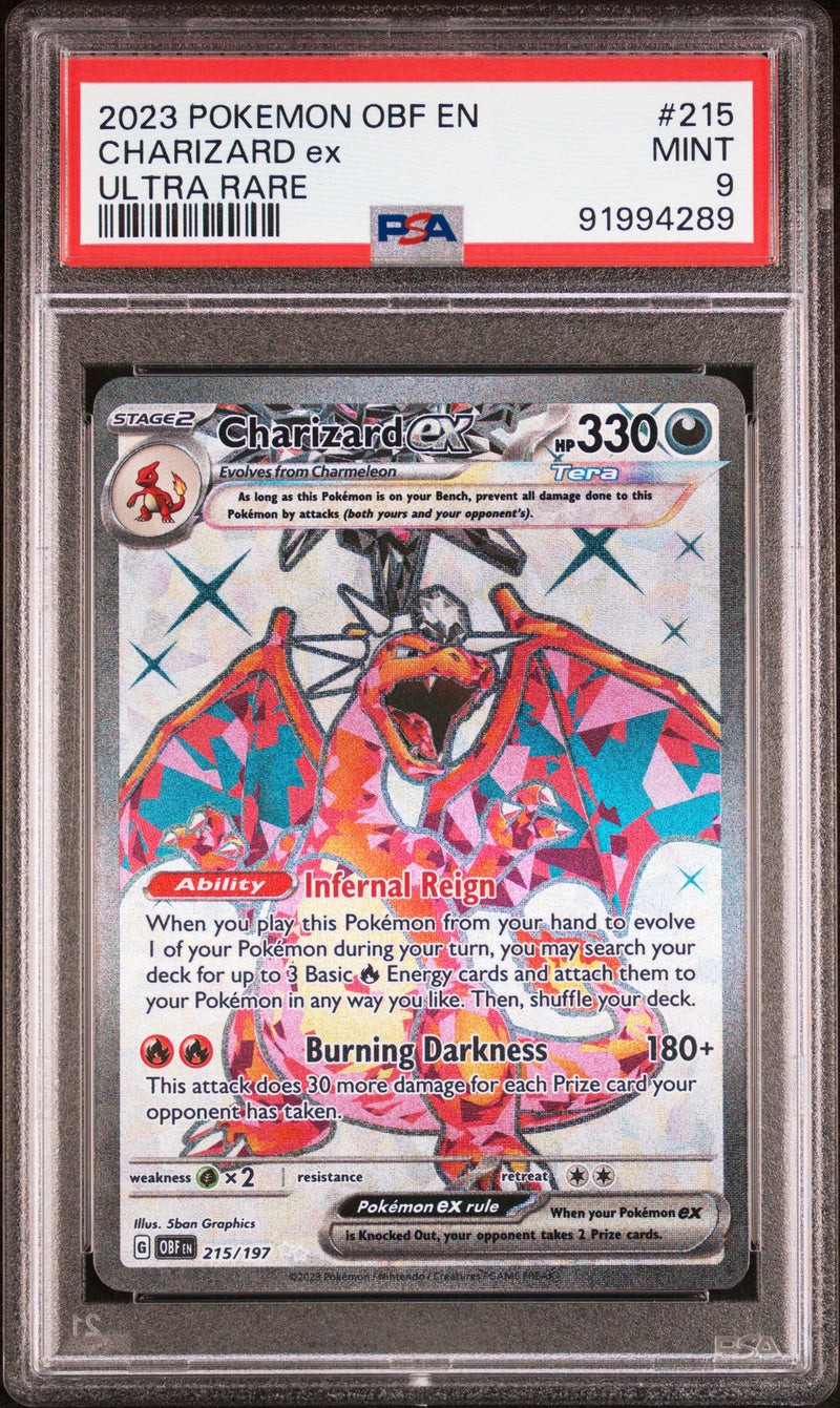 PSA MINT 9 Charizard Ex(215/197) [Obf En-Obsidian Flames] - 91994289