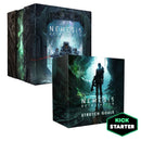 Nemesis: Retaliation board game packaging showing the core box and stretch goals expansion box with dark sci-fi horror artwork featuring armored marines. The boxes display atmospheric cave-like environments with green lighting effects and silhouetted figures in tactical gear. A Kickstarter logo appears in the bottom right corner, indicating this is a crowdfunded edition of the game.