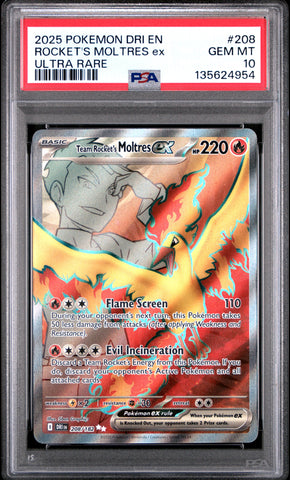 PSA GEM MT 10 Rocket'S Moltres Ex(208/182) [Dri En-Destined Rivals] - 135624954