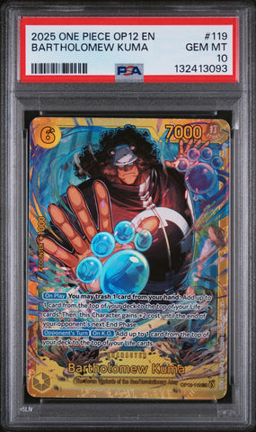 PSA GEM MT 10 Bartholomew Kuma [Op12-Legacy Of The Master] - 132413093