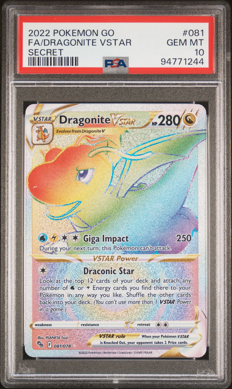 PSA GEM MT 10 Dragonite VSTAR (081/078) [Pokémon GO] - 94771244