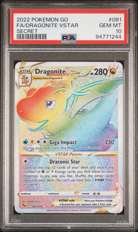 PSA GEM MT 10 Dragonite VSTAR (081/078) [Pokémon GO] - 94771244