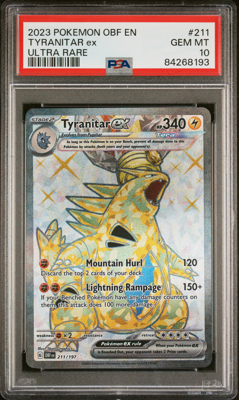 PSA GEM MT 10 Tyranitar Ex(211/197) [Obf En-Obsidian Flames] - 84268193