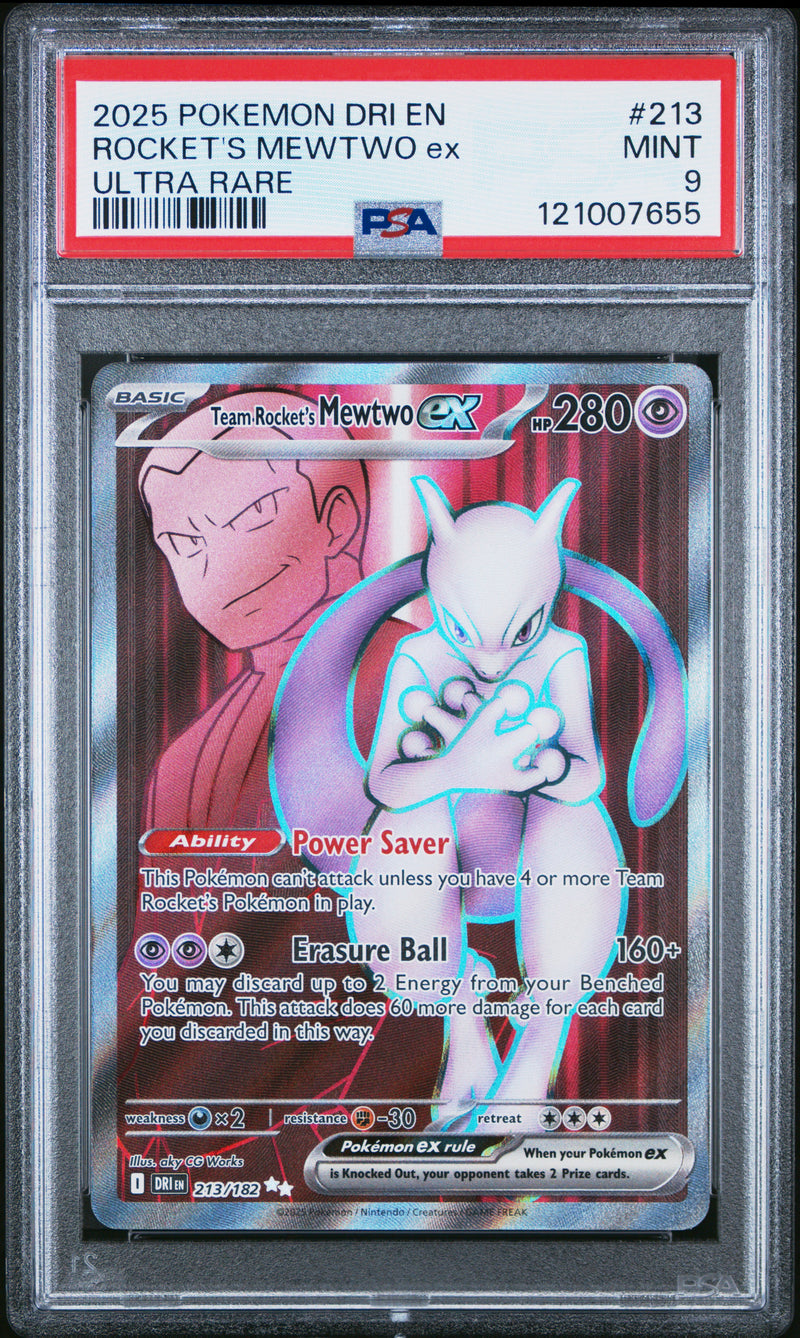 PSA MINT 9 Rocket'S Mewtwo Ex(213/182) [Dri En-Destined Rivals] - 121007655