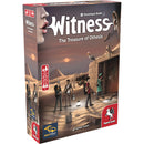 Witness: The Treasure of Othesis board game box featuring desert archaeological adventure artwork with characters exploring ancient Egyptian ruins. The box displays dramatic desert scenery with pyramids in the background and adventurers investigating a stone temple structure.