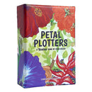 Petal Plotters board game box featuring vibrant tropical flowers in red, purple, and orange against a light green background. The colorful floral artwork includes hibiscus and other exotic blooms with detailed petals and leaves creating an eye-catching garden theme. 