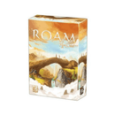 ROAM board game box featuring fantasy artwork with floating islands, stone arches, and mystical landscapes in warm orange and blue tones. The box displays the game title prominently in white letters against a dreamy, cloud-filled sky background. The packaging shows detailed fantasy scenery with rocky formations and ethereal lighting that reflects the game's theme of exploring a mystical world.