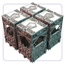 ISS Vanguard Section Boxes showing four intricately detailed hard plastic storage containers with ornate sci-fi framework designs.