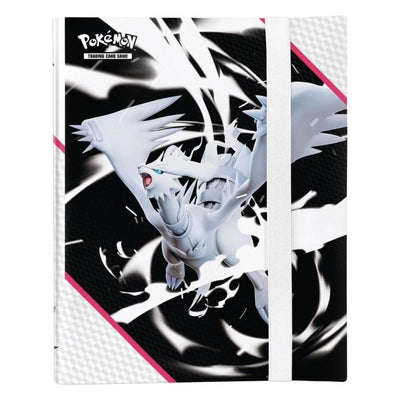 Pokémon trading card game binder featuring a Reshiram ex surrounded by wind effects. 