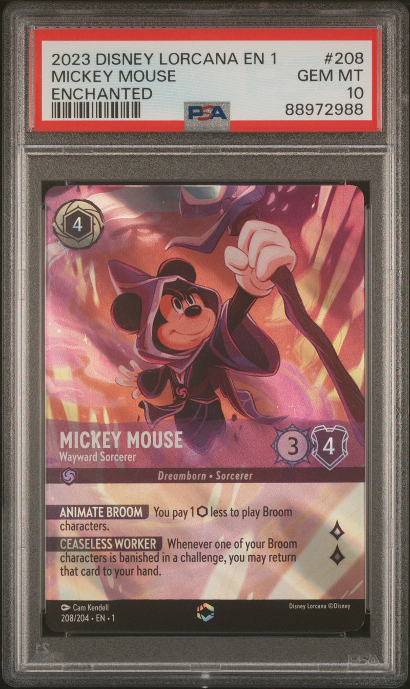 PSA GEM MT 10 Mickey Mouse - Wayward Sorcerer (Enchanted) (208/204) [The First Chapter] - 88972988