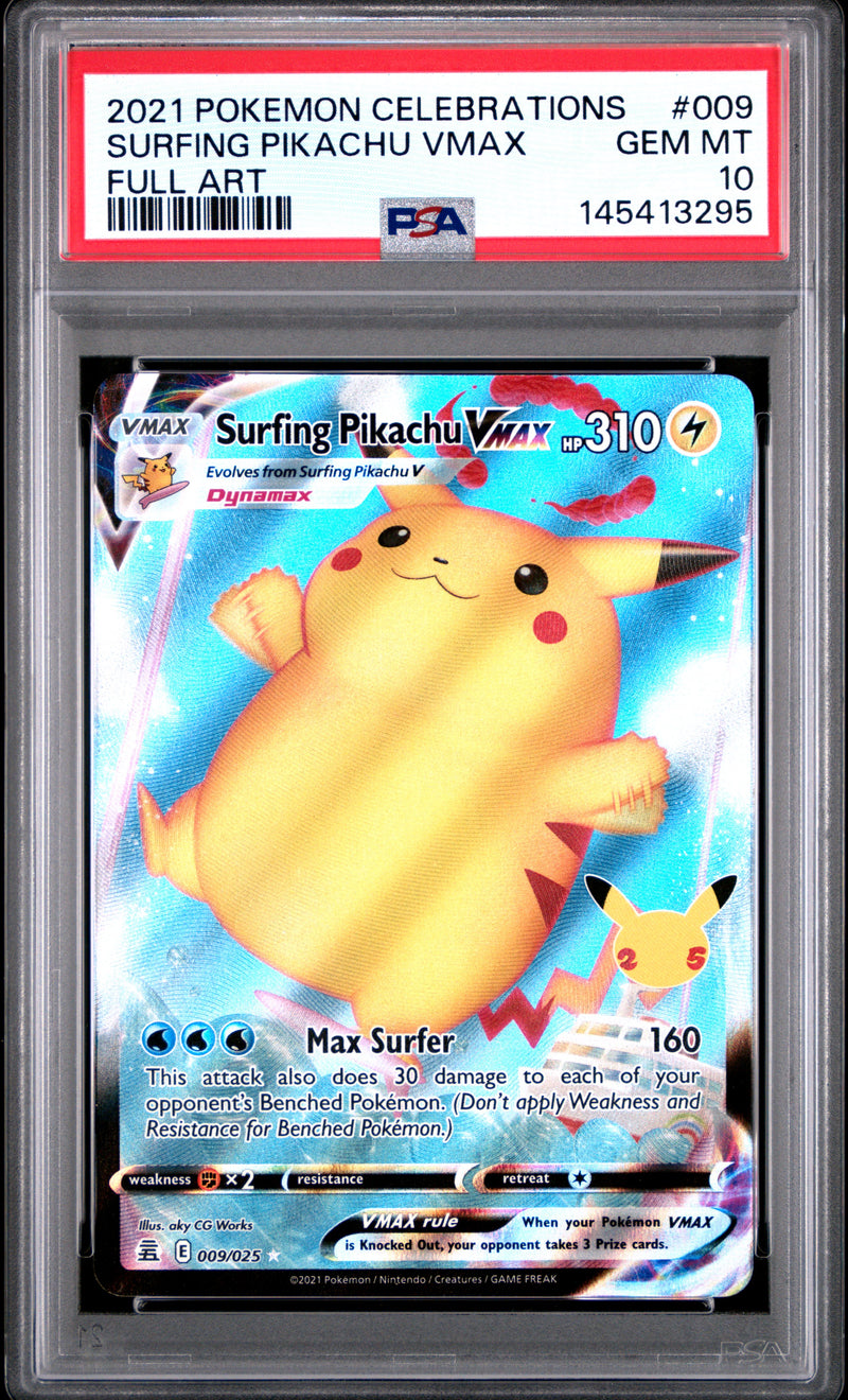 PSA GEM MT 10 Surfing Pikachu VMAX (009/025) [Celebrations: 25th Anniversary] - 145413295
