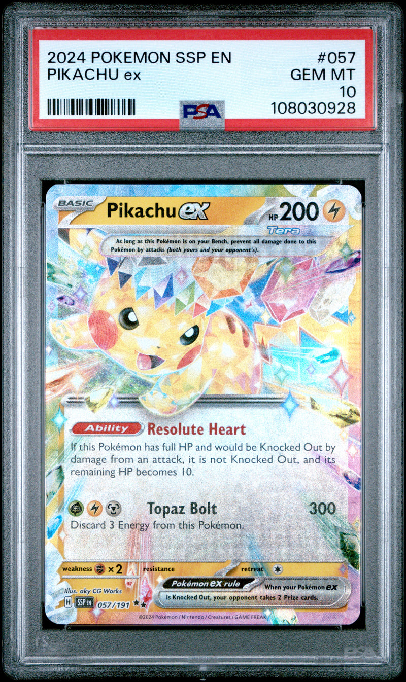 PSA GEM MT 10 Pikachu Ex(057/191) [Ssp En-Surging Sparks] - 108030928