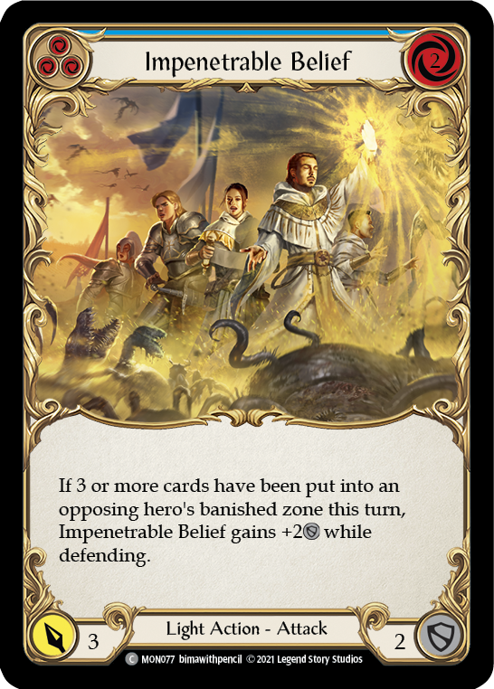 Impenetrable Belief (Blue) [MON077-RF] (Monarch)  1st Edition Rainbow Foil