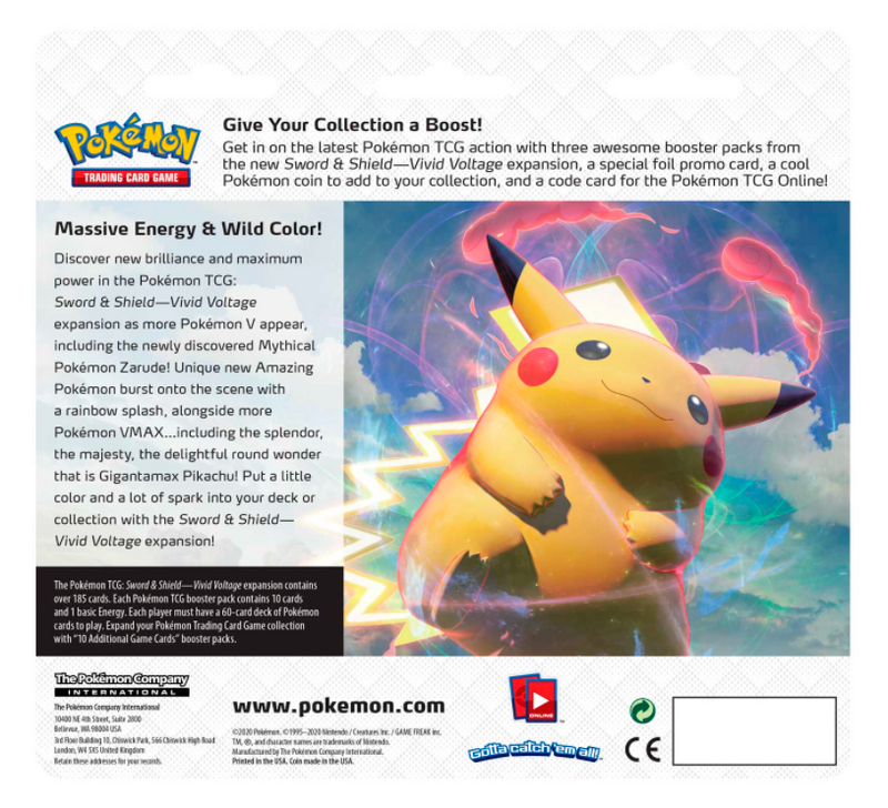 Pokmon TCG: Vivid Voltage: 3 Pack Blister Pokmon TCG: Vivid Voltage: 3 Pack Blister