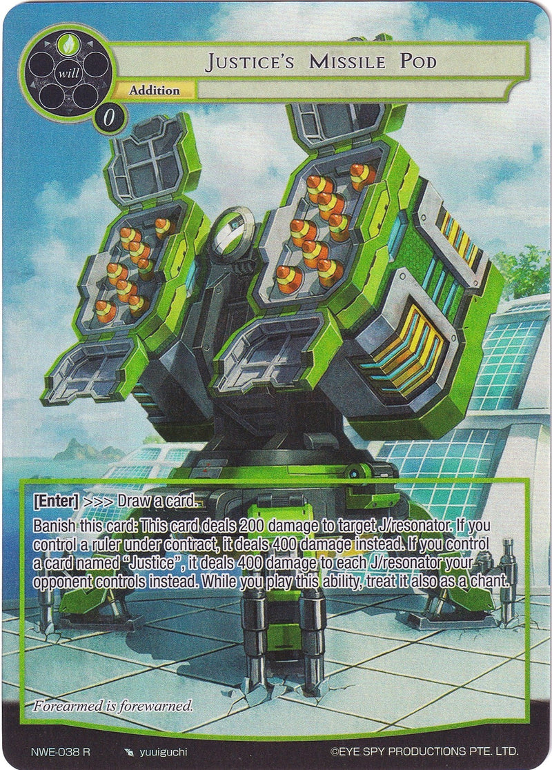 Justice's Missile Pod (Full Art) (NWE-038 R) [A New World Emerges]