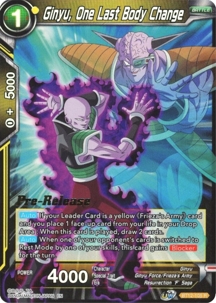 Ginyu, One Last Body Change (BT12-105) [Vicious Rejuvenation Prerelease Promos]