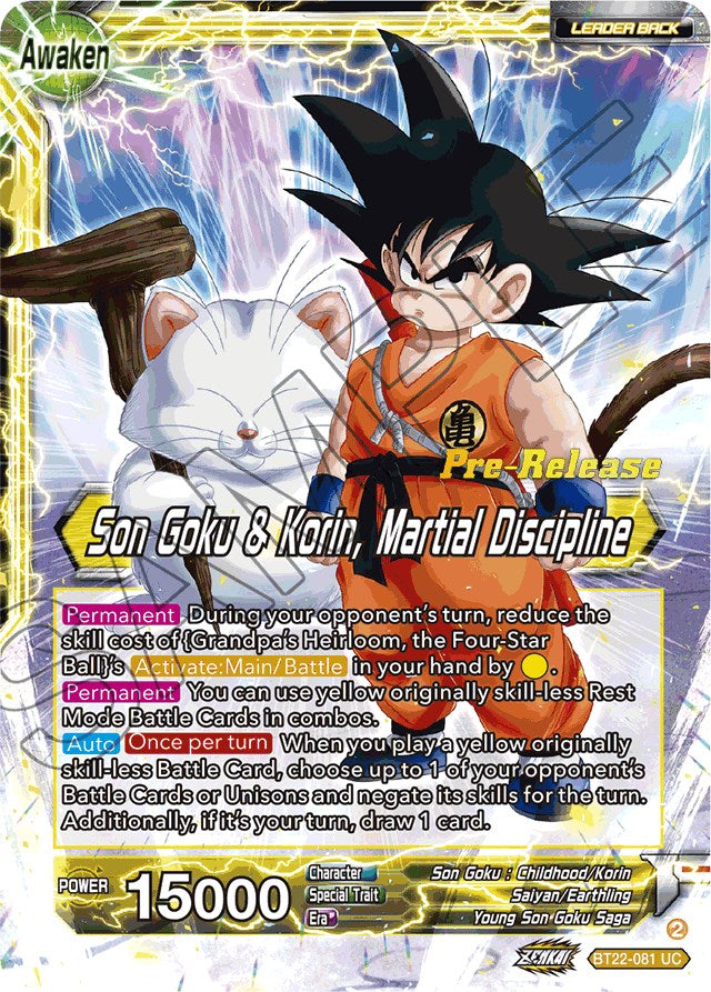 Son Goku // Son Goku & Korin, Martial Discipline (BT22-081) [Critical Son Goku // Son Goku & Korin, Martial Discipline (BT22-081) [Critical