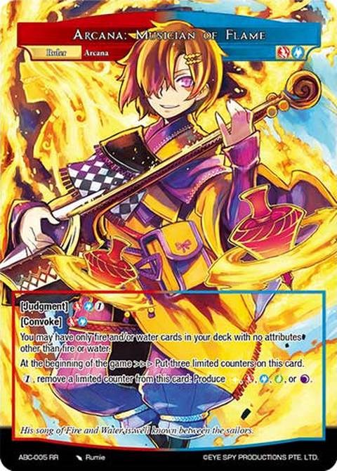 Arcana: Musician of Flame // Arcana: Burning Water Spirit (ABC-005 JR) [Arcana Battle Colosseum]