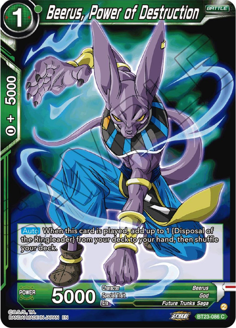 beerus dragon ball super card game Beerus Godly Greatness BT24-128 SR Foil Dragon Ball Super Card Game
