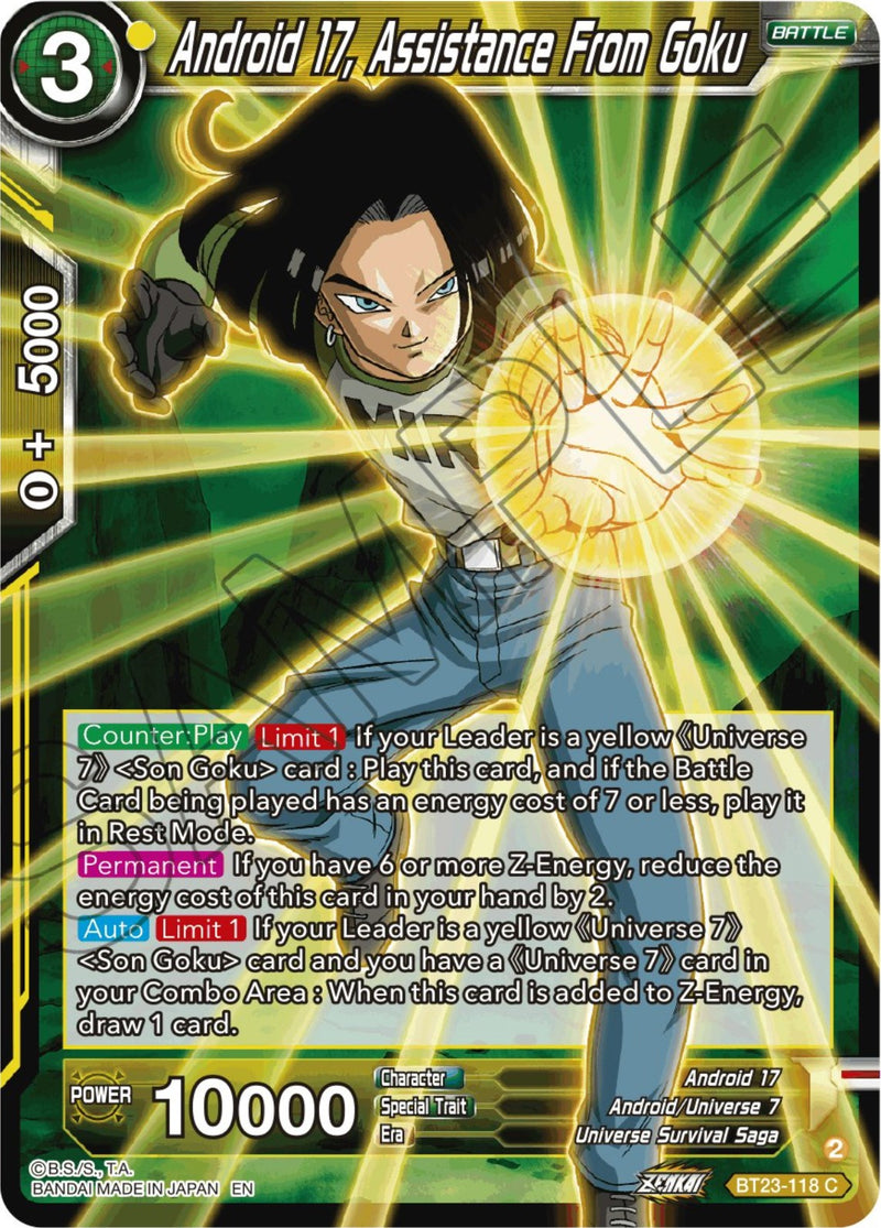 dragon ball super card game android 17 SDV10-037 R Divers If your Leader is Android 17 Dragon Ball Super - B23